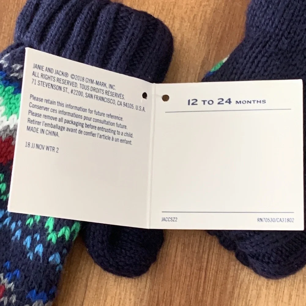 Janie and Jack Baby Multi-Color Mittens Unisex